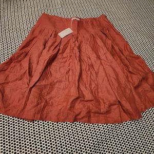 Boden Pleated Burnt Orange Skirt Plus Size
